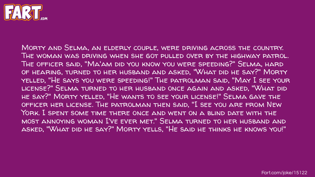 An Elderly Couple Driving Across The Country Joke Joke Meme.