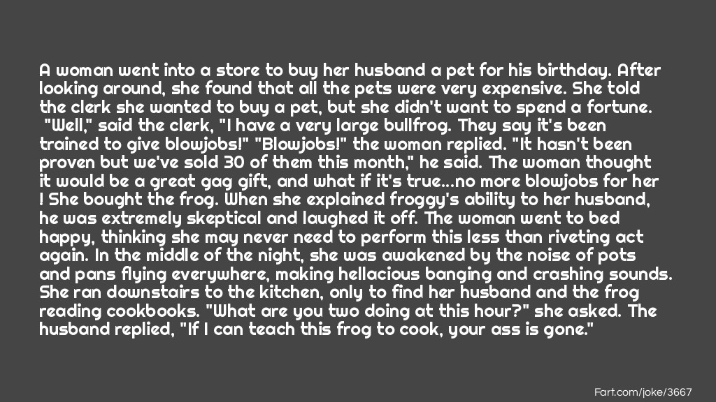 A woman went into a store to buy her husband a pet Joke Meme.