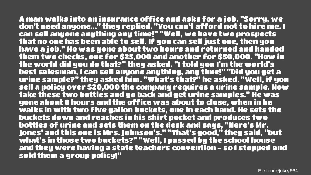 The Insurance Salesman Joke Meme.